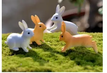 

set 4 Suit Rabbit running rabbit sitting rabbit DIY decoration multi - meat plant resin crafts articles Home decoration
