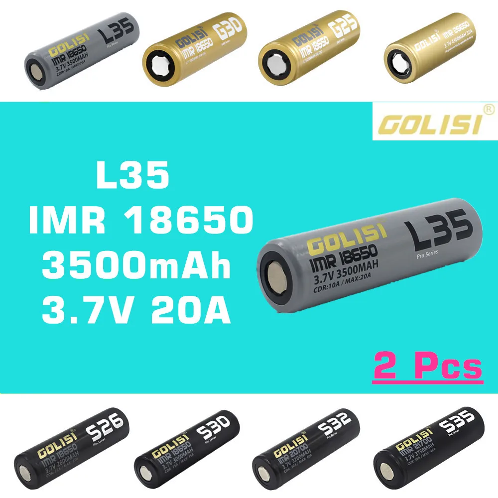 Аккумулятор GOLISI L35 IMR 18650 3500 мАч 2 шт. 3 7 В CDR 10A MAX 20 А перезаряжаемая батарея для