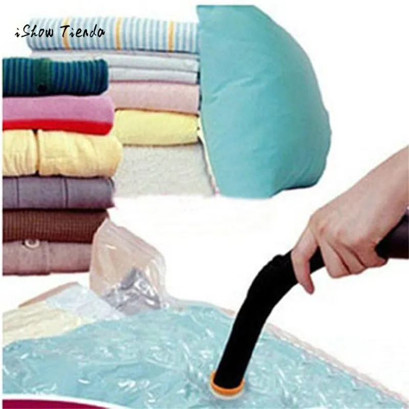 

ISHOWTIENDA 1PC Saver Saving Storage Seal Vacuum Bags Compressed Organizer Bag 60*50cm Foldable Wardrobe Space Transparent Bag