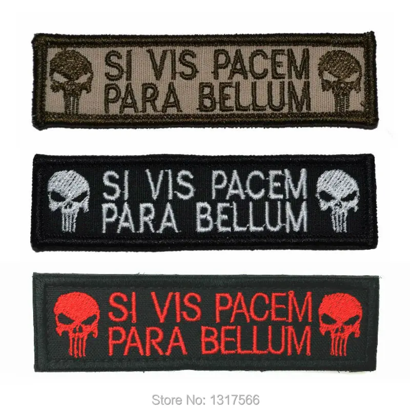 

Punisher Skull SI VIS PACEM PARA BELLUM Embroidery Patch Embroidered Patches Military Tactical Shoulder Armband Fabric Sticker