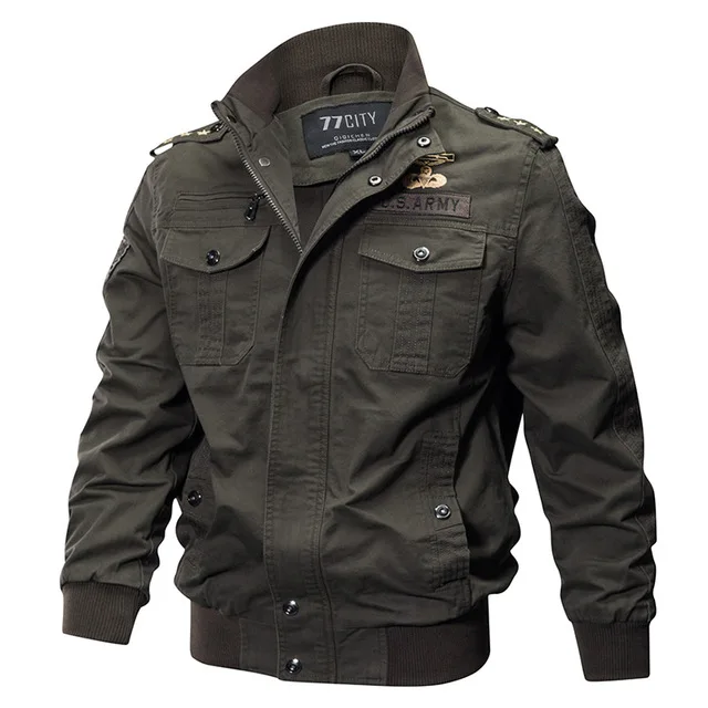 Новинка, военная тактическая куртка для мужчин, осенняя Хлопковая мужская повседневная куртка для полетов ВВС, мужская куртка размера плюс 6XL, мужская куртка-бомбер - Цвет: Армейский зеленый