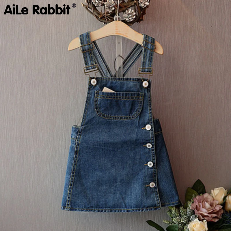 

2019 New Denim Strap Dress Pocket Children's Clothes Brand Boutique Clothing Girl Costume Vestidos Niña