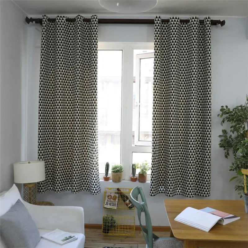 Pastoral Nordic Style Linen Cotton Blackout Curtains for Living Room