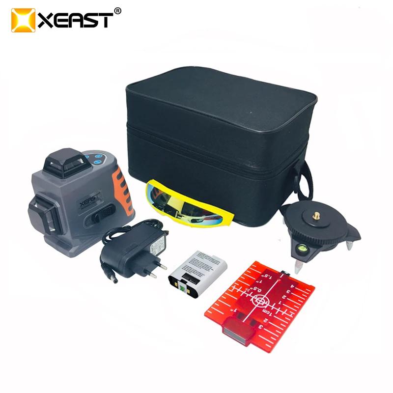 

XEAST 12 lines XE-81R lithium batteryr Red laser level 360 Vertical And Horizontal Self-leveling Cross Line 3D Laser Level