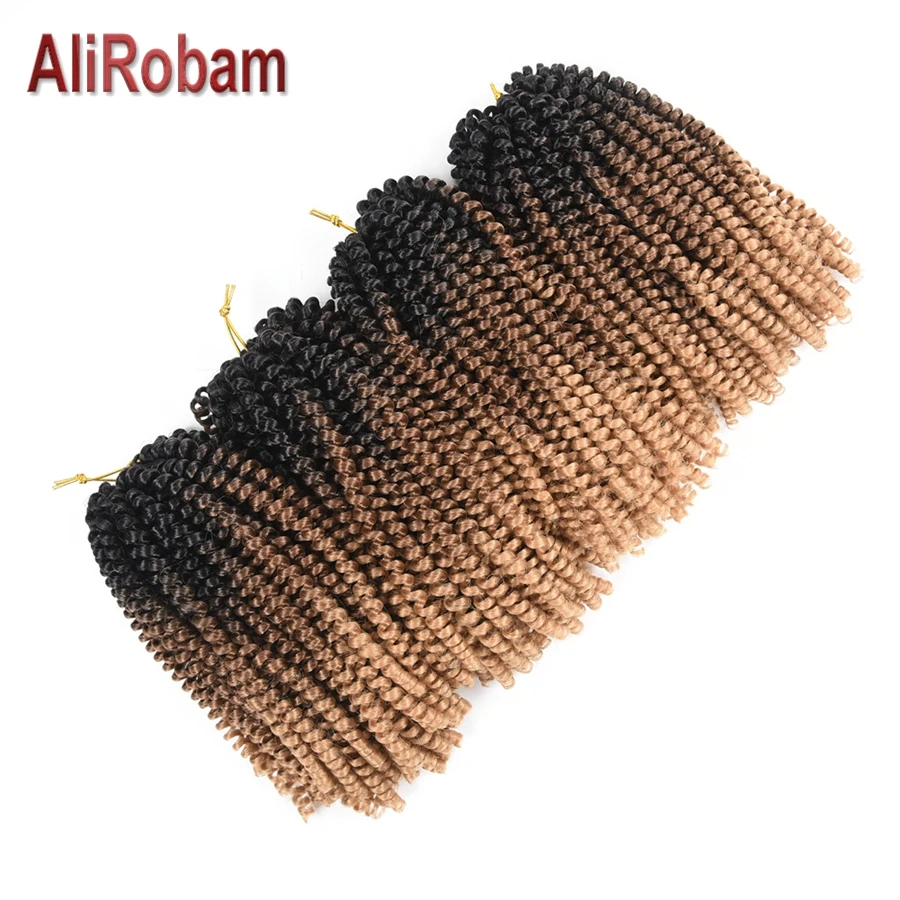 

AliRobam Crochet Braids Ombre Black Brown Color Spring Twist Braid Synthetic Hair Extensions Kinky Curly Twists 30strands/pack