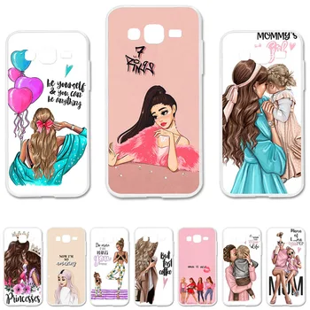 

Siliocne Case For Samsung Galaxy J2 Prime Grand Prime 2016 SM-G532F G532M/DS G532G Case Cover Black Brown Hair Baby Mom Girl