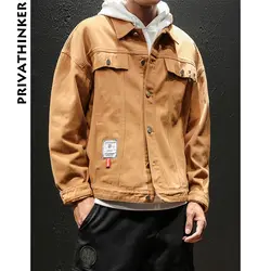 Privathinker джинсовая куртка для мужчин 2018 s письмо печати уличная Мужская куртка-ветровка Корейский осень джинсовые куртки и пальто для
