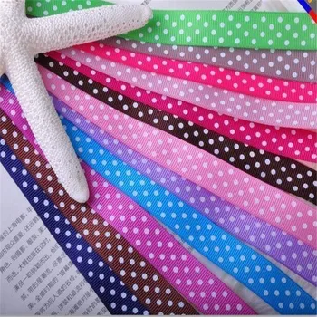 

5/8'' 15mm 100% polyester White Oil polka dots printed grosgrain ribbon Dotty ribbons hair bows ribbon Accessories A615