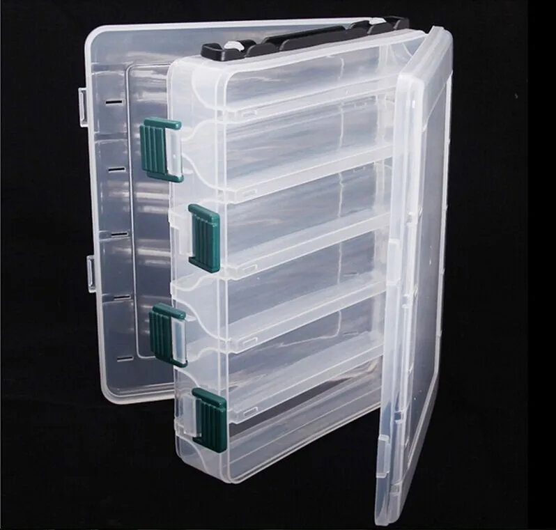 Double Sided 14/10 Compartments, KAWA Fishing Box, High Strength Transparent Visible Plastic  Box with Drain Hole, Free Shipping