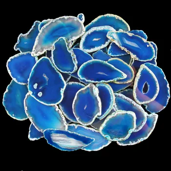 

100pcs Wholesale Blue Mixed Size Onyx Agates Slice Irregular Pendant Beads Size:(70mm-105mm)x 5mm