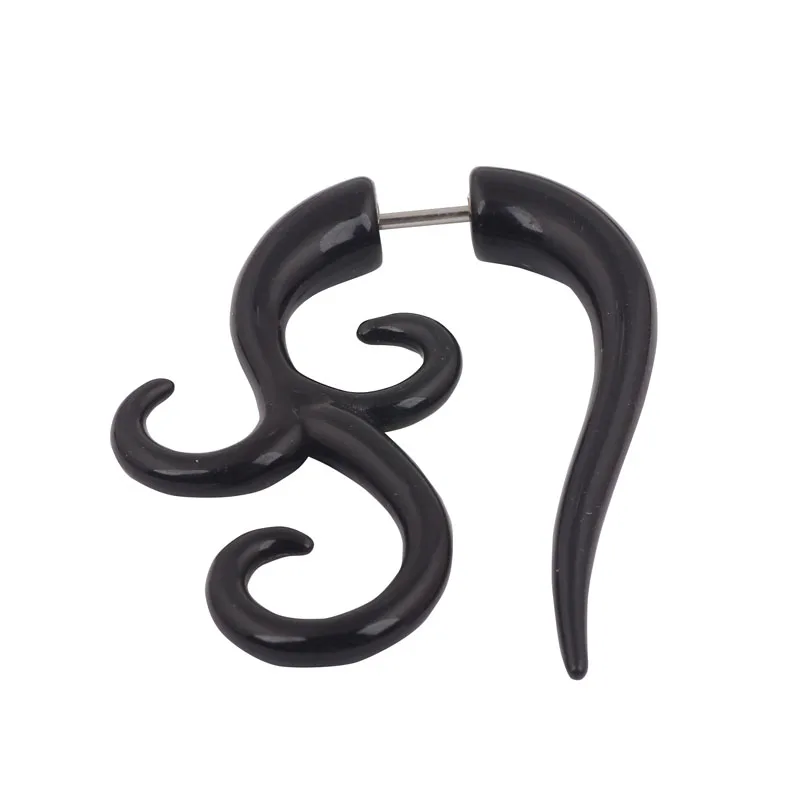 2017 New Free Shipping Black Spiral Fake Ear Plug Flesh Plugs cheater Tapers UV Acrylic Fashion Ear Piercing Body Jewelry