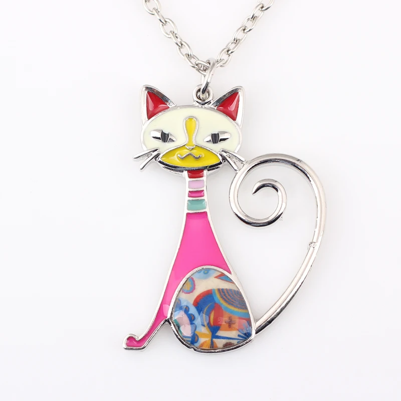 

Newei Cat Necklace Enamel Pendant Zinc Alloy Plate New 2016 Fashion Jewelry For Women Girl Statement Charm Collares Accessories