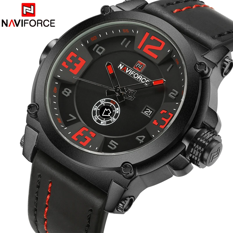 Топ бренд класса люкс NAVIFORCE мужские спортивные часы армейские военные кожаные