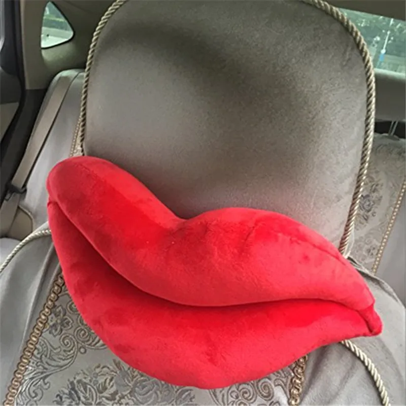 Short Plush LipShape Car Seat Neck Cushion Headrest Pillow  Creative Gift (5)