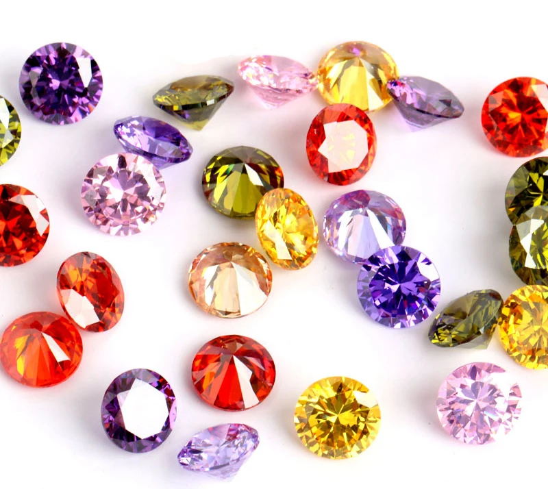 Ювелирные камни циркон фото Wholesale 60pcs/lot 12Colors Mix Gem High Quality Color Zircon Round Crystal Bir