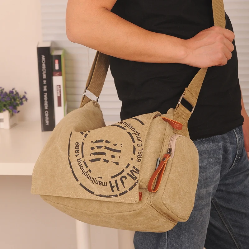 Винтажные мужские сумки-мессенджеры, Холщовая Сумка на плечо, модная ...