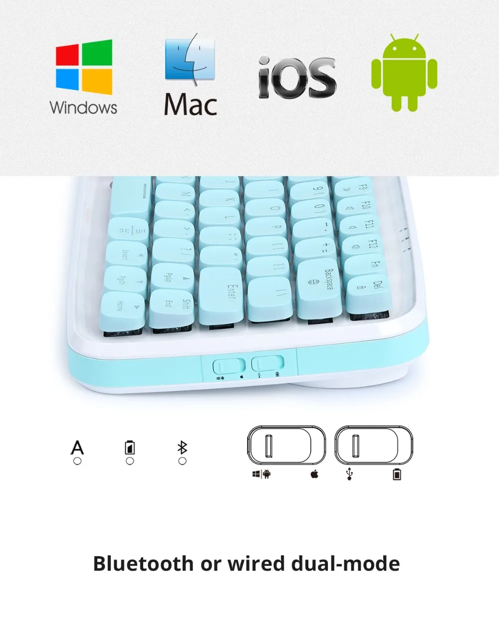 Ajazz ZERO Bluetooth Dual-mode Mechanical Keyboard 79-key RGB light Gaming Keyboard Support WindowsMac (5)