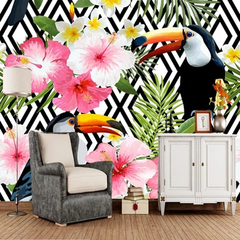 

Custom floral wallpapers, plants and birds watercolor murals for living room bedroom sofa backdrop home decor wallpaper