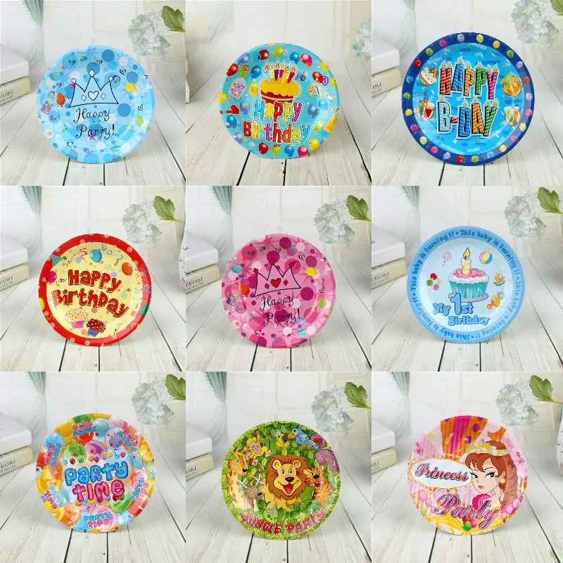 

10PCS/Set 7inch Disposable Tableware Paper Plates Cake For Birthday Wedding Party Supplies Decoration Polka Dot Elephant Dish