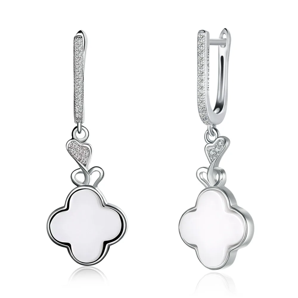 

It is silver certificate!Pure 925 Sterling Silver earrings for women clovers arrings dangle earings jewelry brinco femme E013
