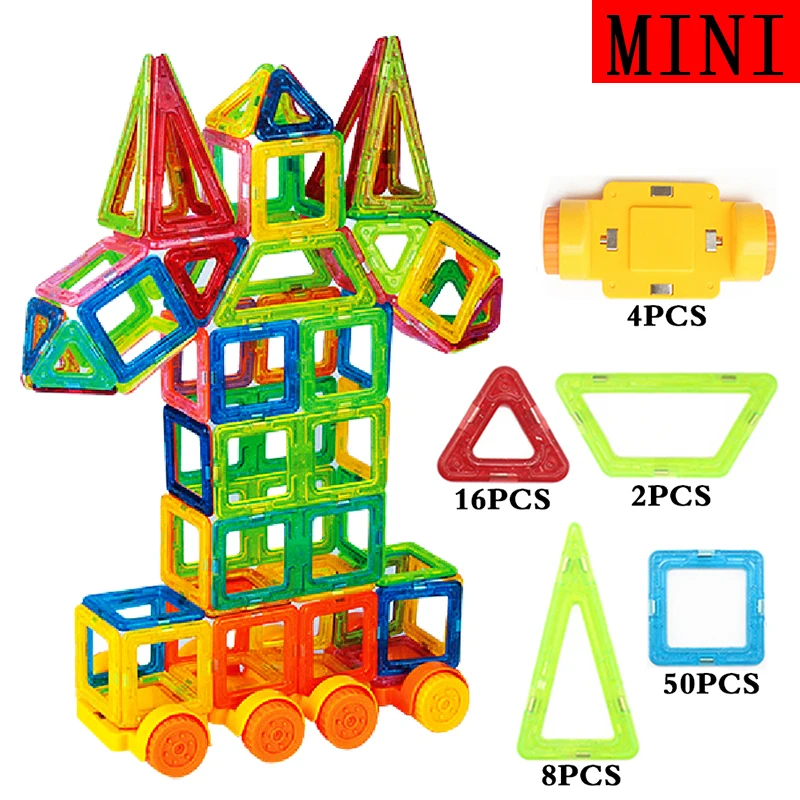 

80PCS Mini Magnetic Building Blocks Toys Educational Creative Bricks Toys For Children DIY Car Model Magnetic Construction Block