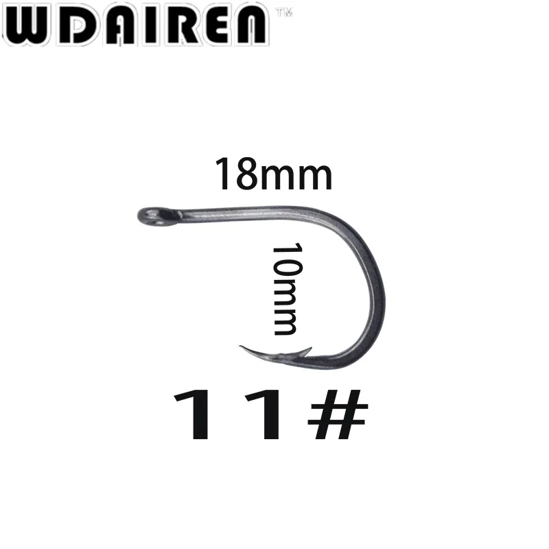 WDAIREN 100 قطعة/الوحدة الكربون الصلب 3 #-12 # الصيد هوك دائم Pesca الرقصة رئيس الصيد السنانير مع حفرة الكارب معالجة مربع WD-141