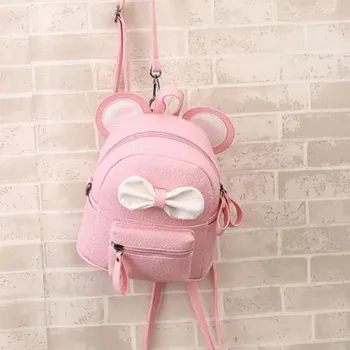 

backpack new Female bag Quality pu leather Women Backpack Mickey ears Sweet girl bow College Wind Travel Rucksack