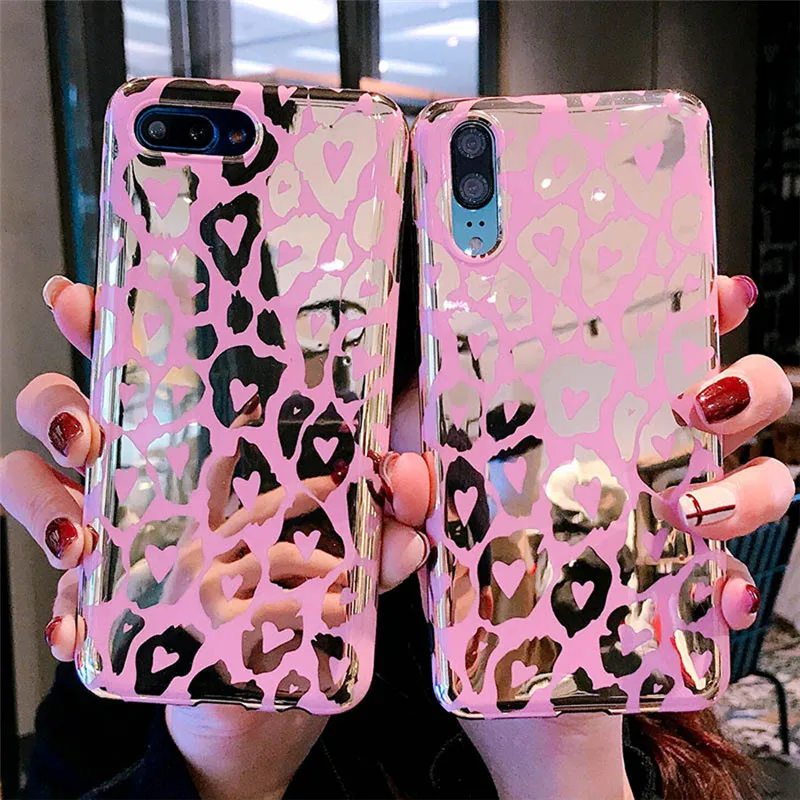 

Case for huawei mate 20 10 pro P20 pro nova 3 3i case cover luuxry plating pink leopard soft silicon cases for huawei honor 10