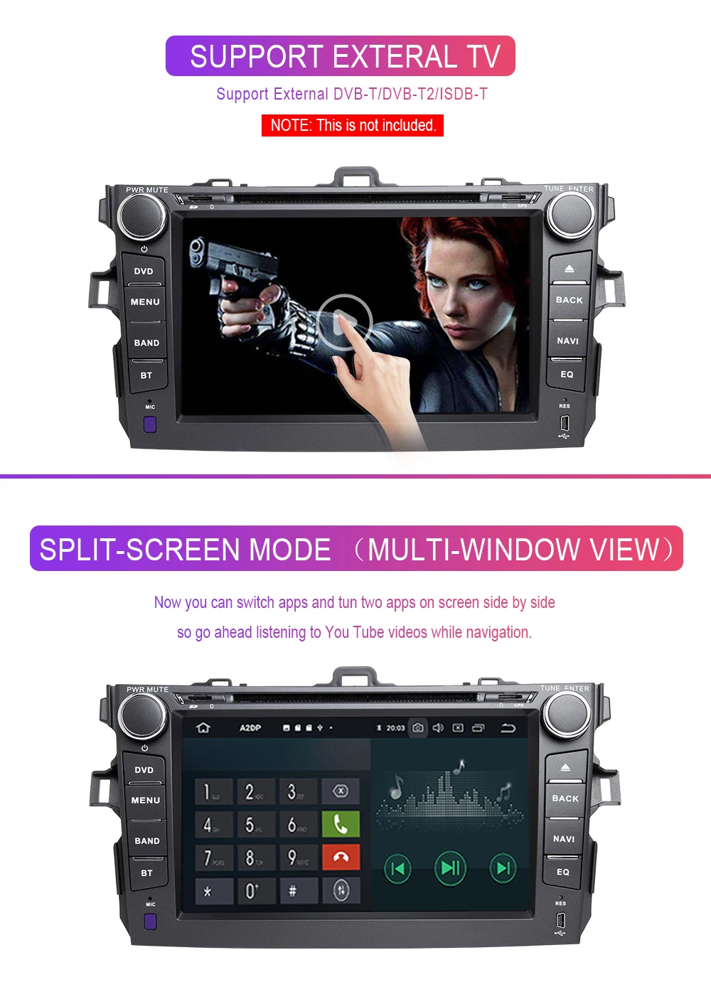 Best 2 Din Android 9.0 Car DVD Player For Toyota Corolla 2007 2008 2009 2010 2011 Multimedia Stereo GPS NavigationAutoRadio head unit 16