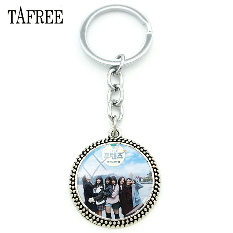 

TAFREE Gfriend Photo Metal Key Chain Glass Cabochon Round Pendant Keychain Keyrings For Fans Bag Key Charm GF67
