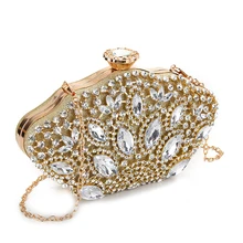Роскошный Кристальный вечерний клатч, Женский Свадебный клатч, сумочка, сумка для банкета, золотые клатчи, Chian, сумки на плечо, ZD1022
