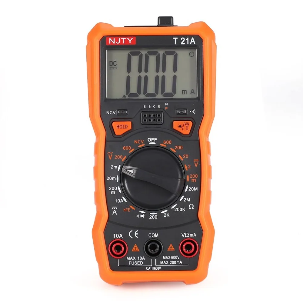 

NCV Digital Multimeter 2000 counts Manual Range HFE AC/DC Voltage Meter Flash Light Backlight Large Screen Meter