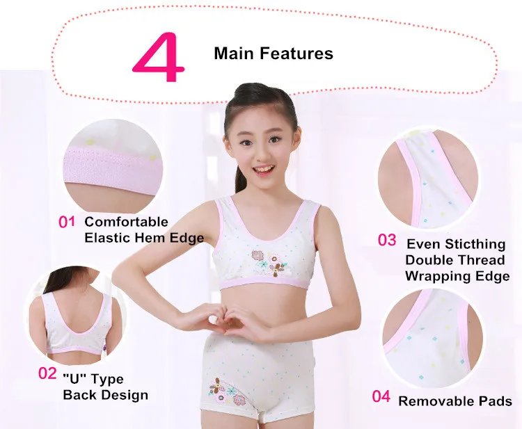 Puberty teenager tank top underwear set for girls 15