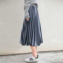 font b Women b font Long Metallic Silver Maxi Pleated font b Skirt b font