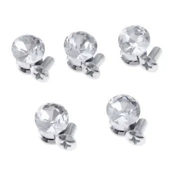 

DRELD 5Pcs 12*15mm Diamond Crystal Glass Knobs Furniture Handles Cabinet Knobs and Handles Kitchen Drawer Wardrobe Door Pulls