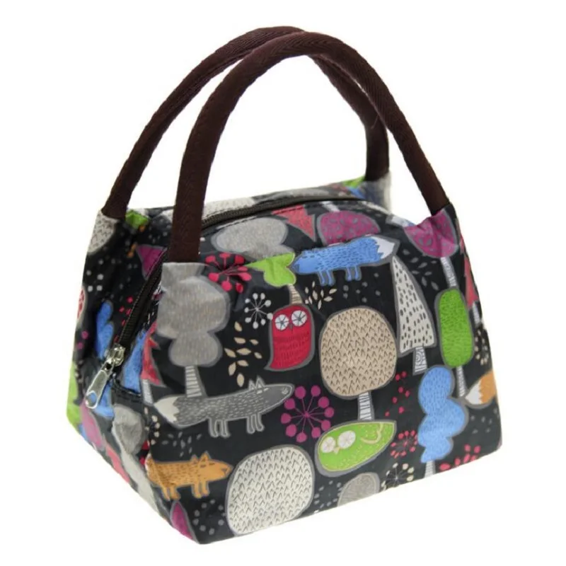 

Protable Lunch Bag with Handles for Girl Kids, Flower Pattern Travel Lunch Tote bag for Work, School, Picnic, Outdoor, Office