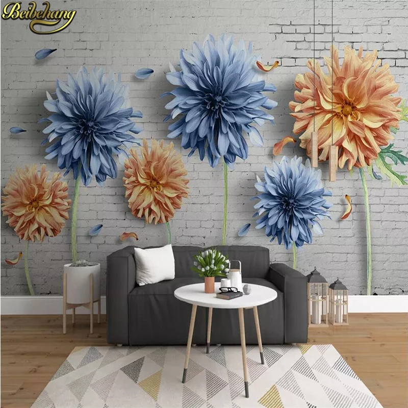 

beibehang Custom Daisy flower Photo Wall Mural wallpaper for walls 3 d TV Background brick Wall paper Decor 3D Murals Wallpapers