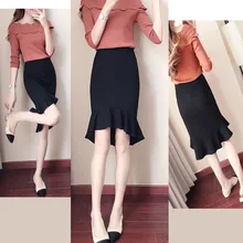 Весенне-летние женские юбки, модные новые женские юбки с высокой талией в виде листьев лотоса, сплошная цветная посылка, Женская юбка Xy31