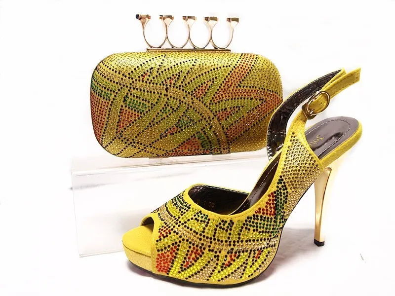 Summer sandals Elegant Italian Shoes And Bag Set With Stone African Shoes And bag Set For