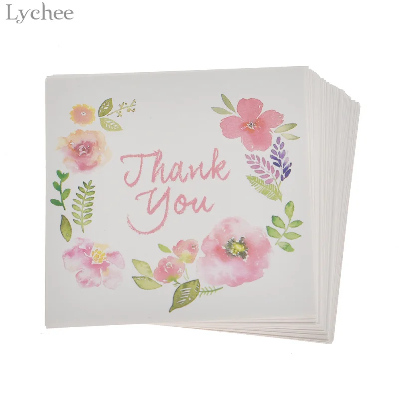 

Lychee 50pcs Thank You and Flowers Card Invitations Leave Message Cards Greeting Card For Wedding New Year Decoration