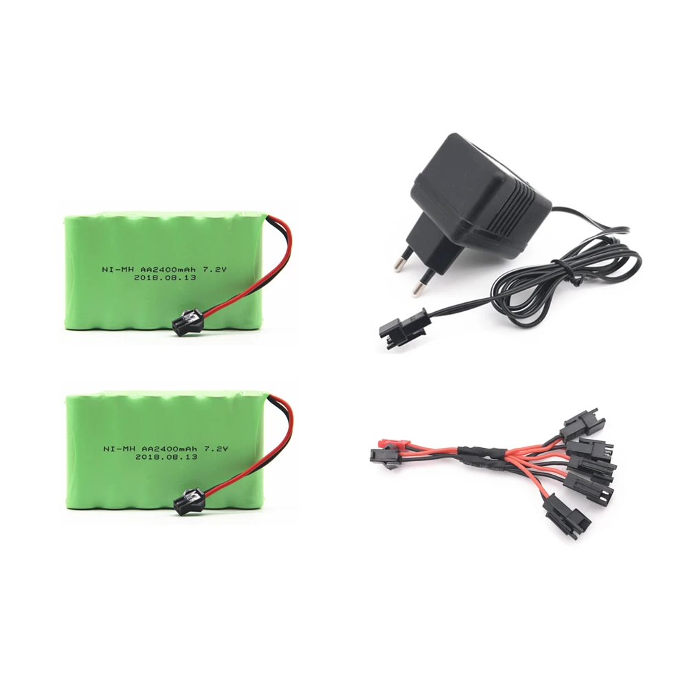 7,2 v 2400 mah AA Ni-MH аккумулятор с зарядным устройством большой емкости электрический игрушечный аккумулятор дистанционный автомобиль корабль Робот Перезаряжаемые 7,2 v 2400 mah - Цвет: Красный