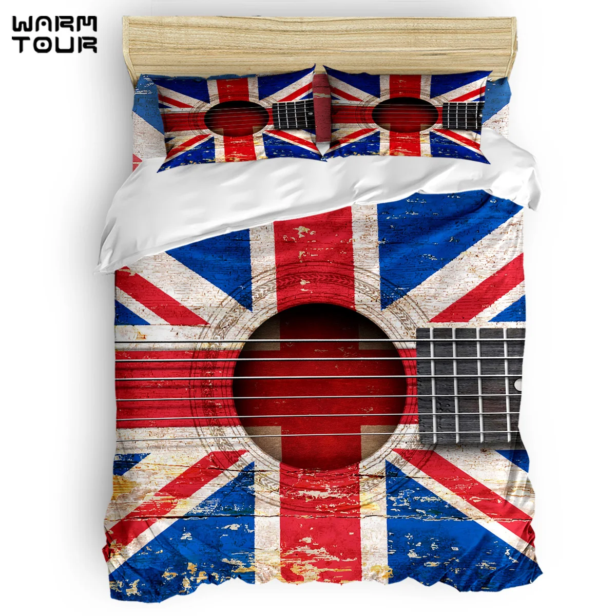 Warmtour Duvet Cover Old Vintage Acoustic Guitar With Union Jack