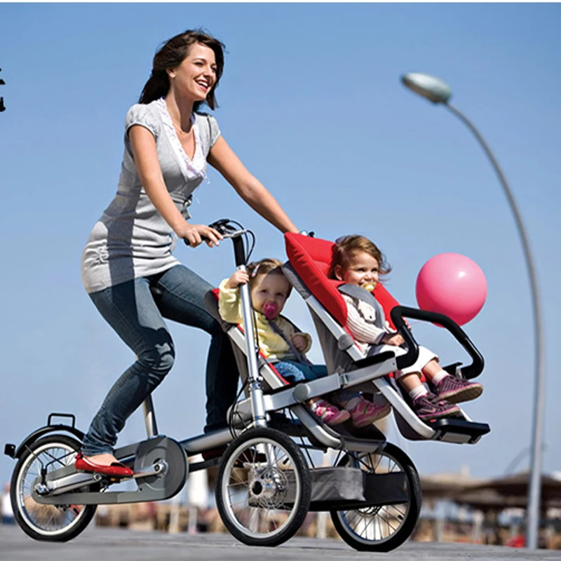 

Folding 3 Wheels Bicycle for Mother & Baby, Baby Stroller Bike, 1 Seat for Adult, 1 or 2 Seat for Baby / Twins