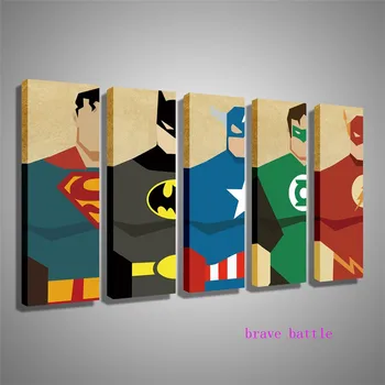 

Super Hero Superman Batman Cartoon 5 Pieces Canvas Painting Print Living Room Home Decor Modern Wall Art Oil Painting