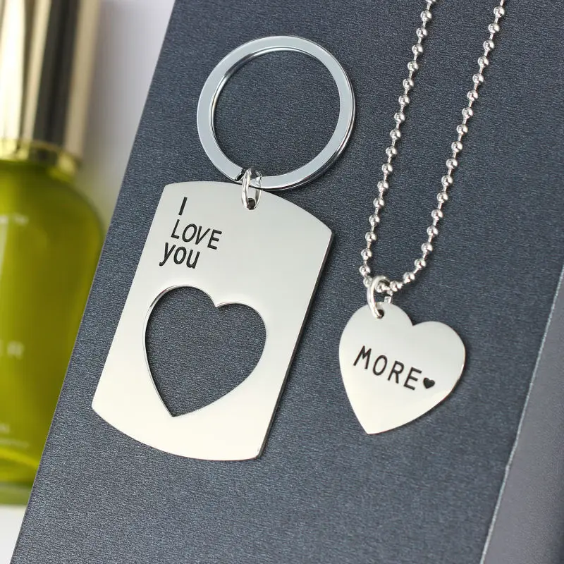 2 шт. брелок из нержавеющей стали с надписью I Love You More| |