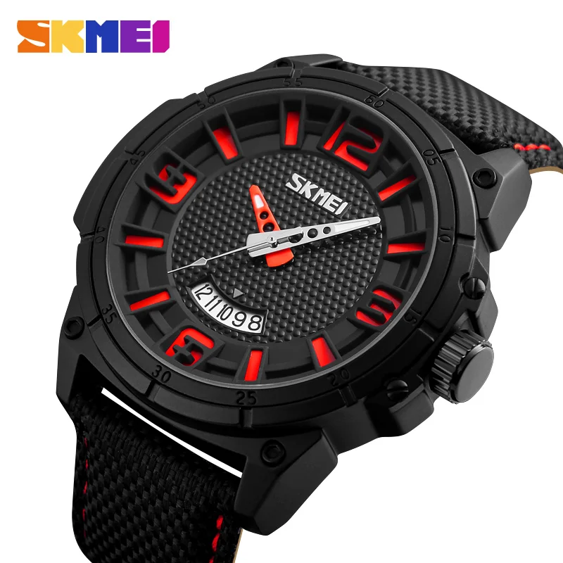 

SKMEI Men's Casual Quartz Watch Top Luxury Brand Sports Watches Fashion Nylon Leather Band Wristwatches Relojes Deportivo Hombre
