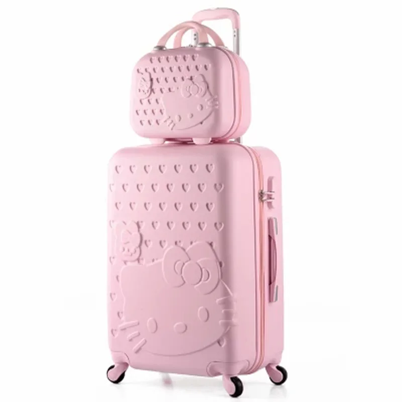 14+28Inch,Hello Kitty Travel Suitcase,Makeup Bag,ABS  Spinner,Cartoon,Trolley Bag,Luggage Sets,rolling luggage,maleta de  viaje|luggage sets|hello kitty travel suitcasetravel suitcase - AliExpress
