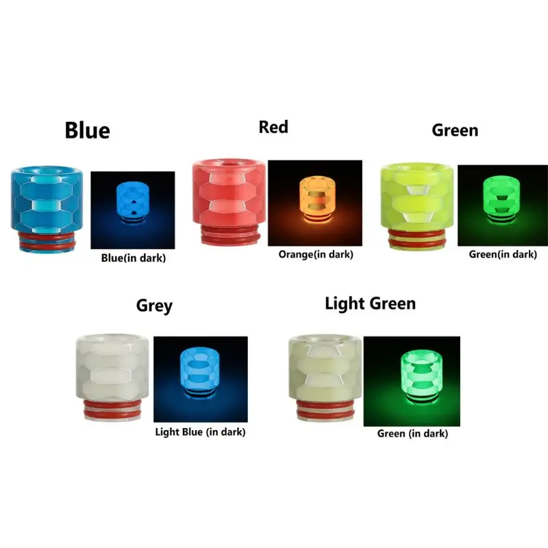 

1Pc Resin Quick Fitting 810 Snakeskin Drip Tip Connector Honeycomb Luminous Night Light Atomizer Wide Bore TFV12/8 Mouthpiece
