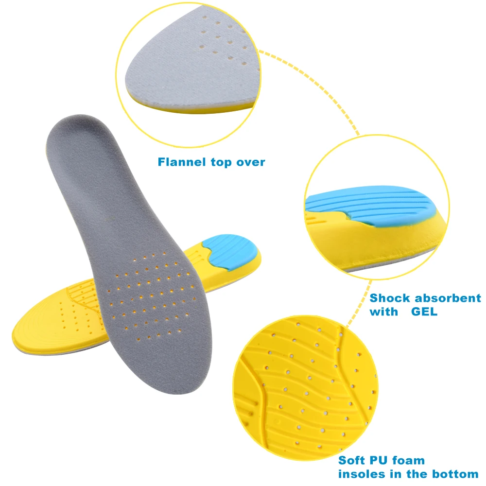 Elino ПУ пены силиконовые стельки для мужчин и женщин обувь подошва спортивный дезодорант шок Абсорбирующая подушка внутренний, для ухода за ногами Мягкие подушечки