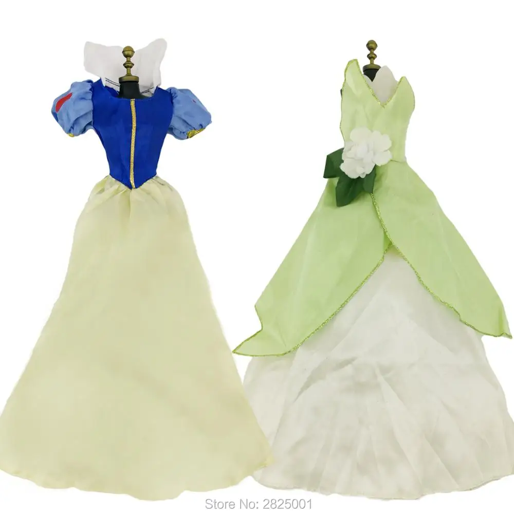 

2 Pcs/lot Fairy Tale Dress Mixed Style Copy Princess Frog Party Gown Long Clothes for 17" Doll Accessories DIY Kids Toys